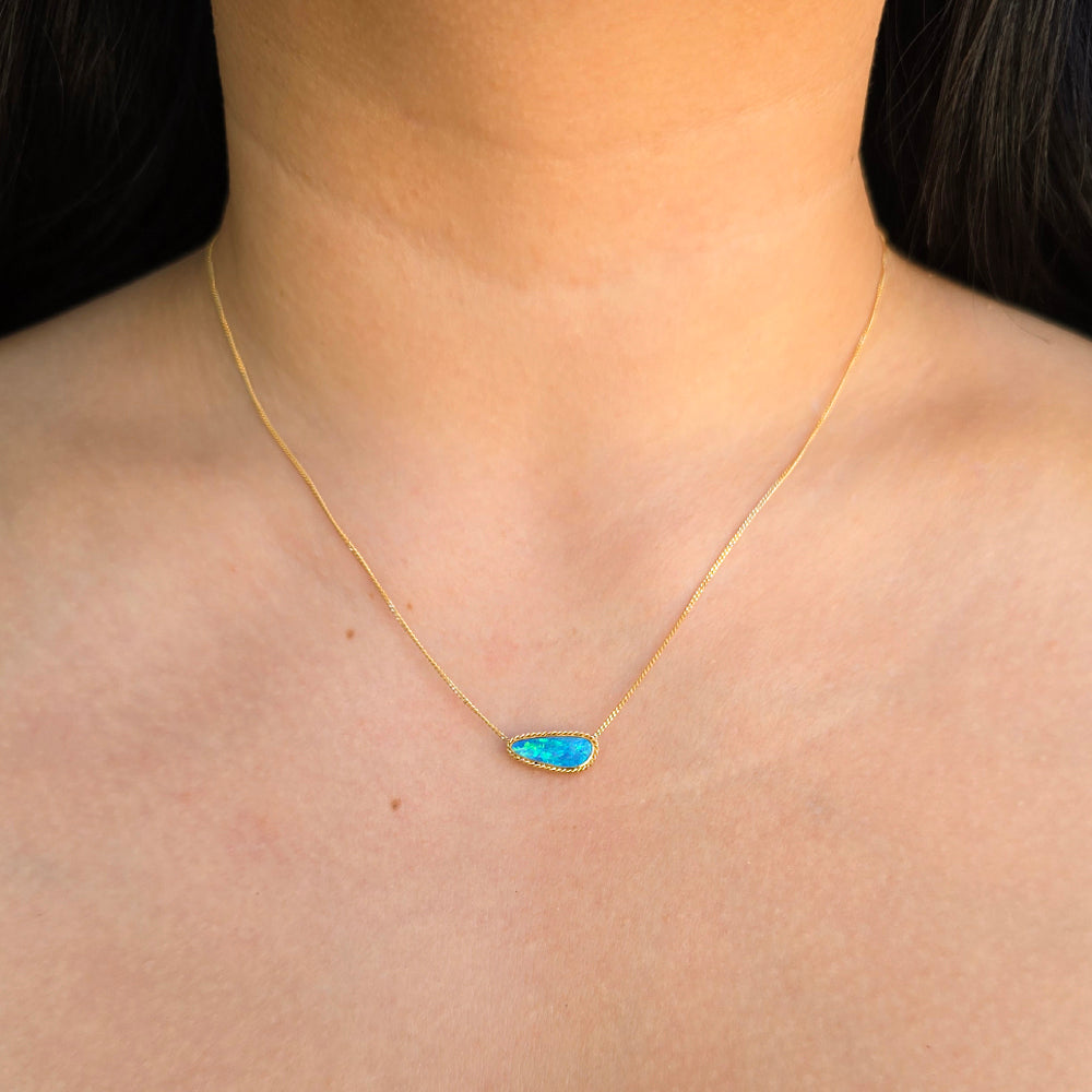 Australian Opal Doublet Gold Necklace - "Tidal Pool"