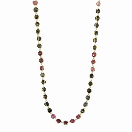 Multi-Colored Tourmaline Woven Necklace – “Prism Thread”