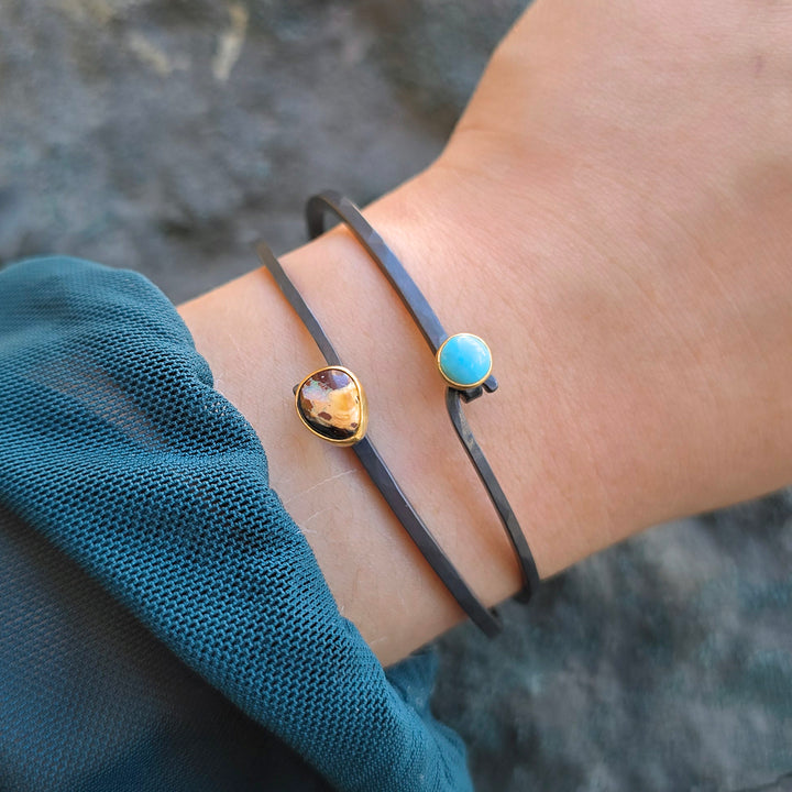 Sleeping Beauty Turquoise Two-Tone Hook Bracelet - "Skyfall"