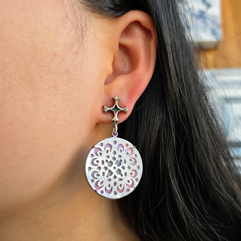 Mother-of-Pearl Drop Earrings - "Aquitaine"