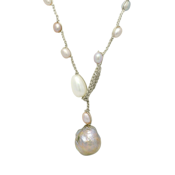 Freshwater Pearl & Crocheted Silk Necklace - "Siren's Song"