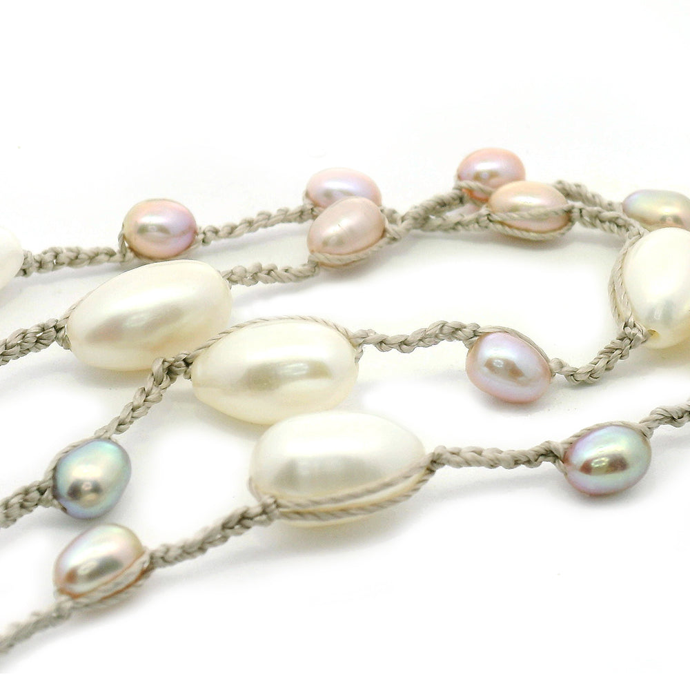 Freshwater Pearl & Crocheted Silk Necklace - "Siren's Song"