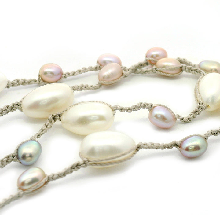 Freshwater Pearl & Crocheted Silk Necklace - "Siren's Song"