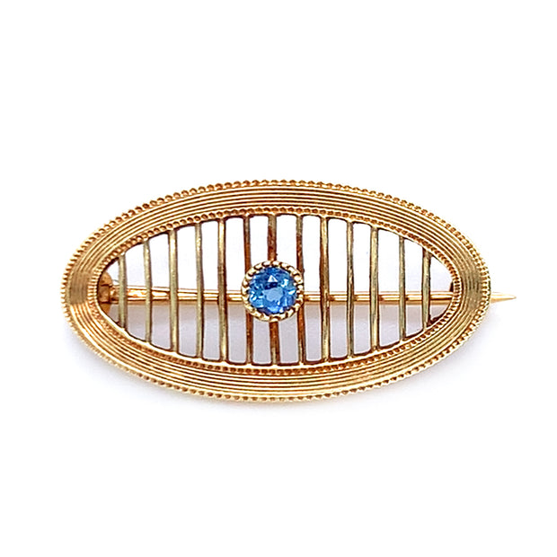 Yellow Gold & Blue Stone Lingerie Pin