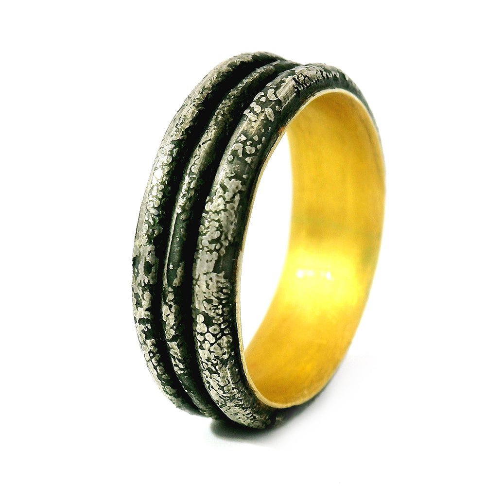 Sterling Silver & Yellow Gold Modular Ring - "Trinity Forge"