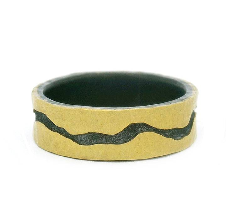 Yellow Gold & Sterling Silver Band - "Black River"
