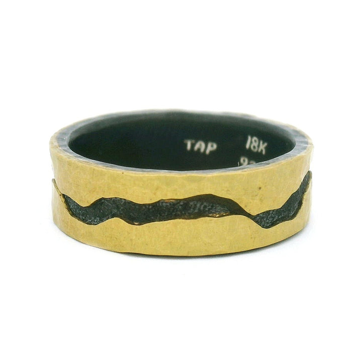 Yellow Gold & Sterling Silver Band - "Black River"