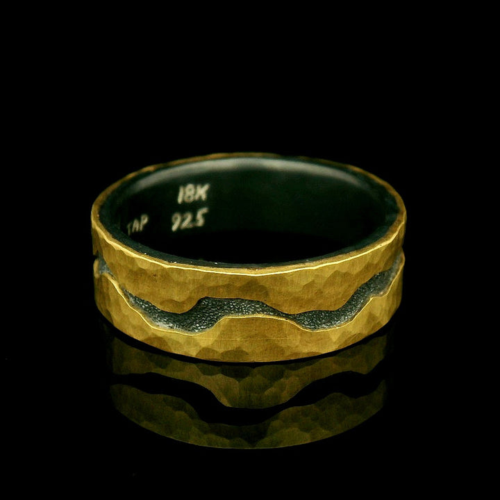Yellow Gold & Sterling Silver Band - "Black River"