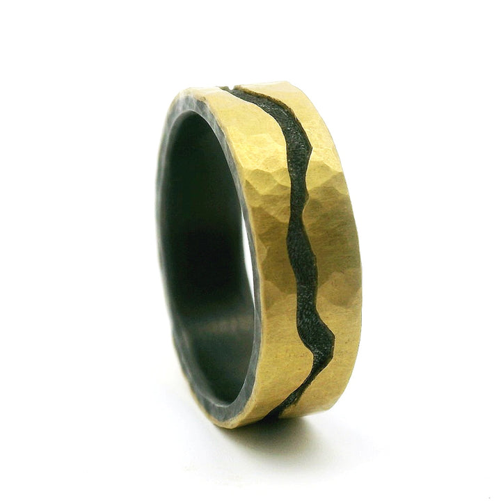 Yellow Gold & Sterling Silver Band - "Black River"