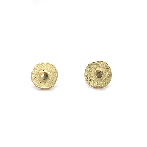 18K Yellow Gold Stud Earrings - "Tiny Disco"
