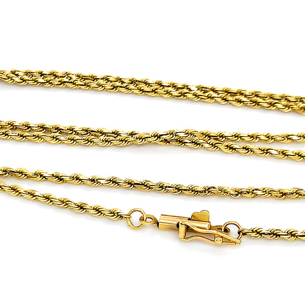Estate Yellow Gold Diamond-Cut Rope Chain