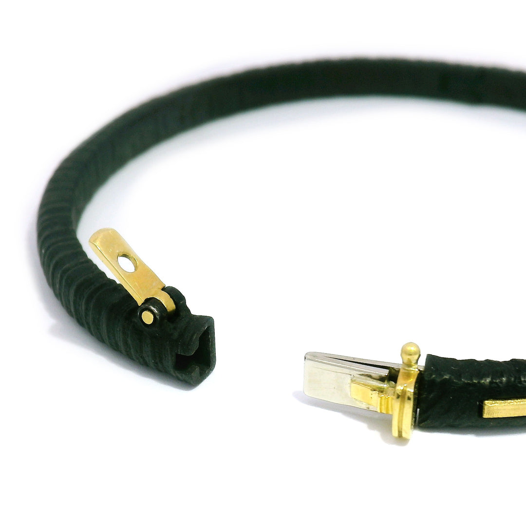 Cobalt Chrome & Yellow Gold Hinged Cuff - "Ridge"