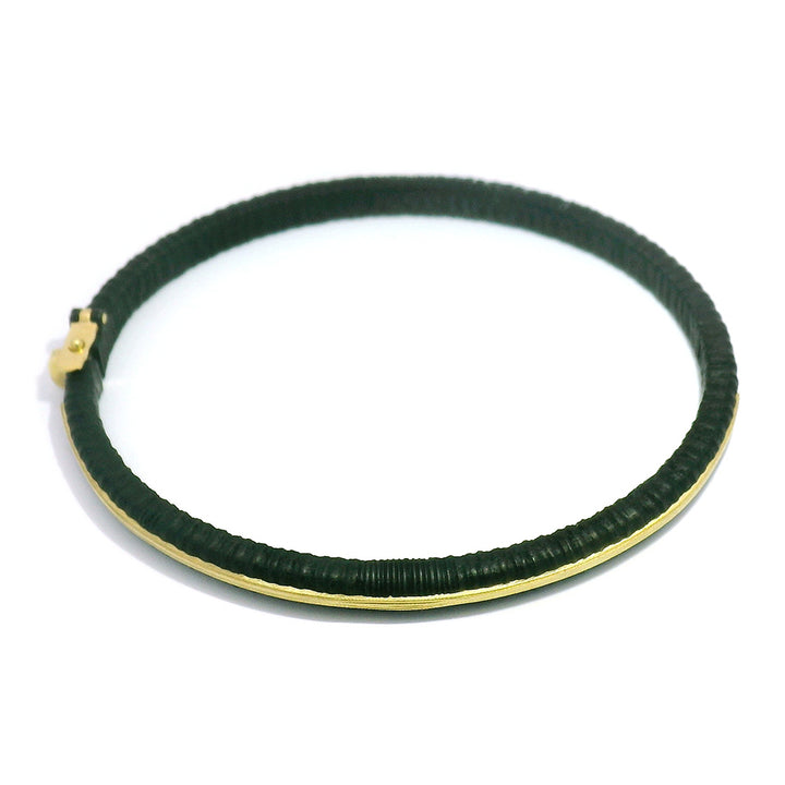 Cobalt Chrome & Yellow Gold Hinged Cuff - "Ridge"