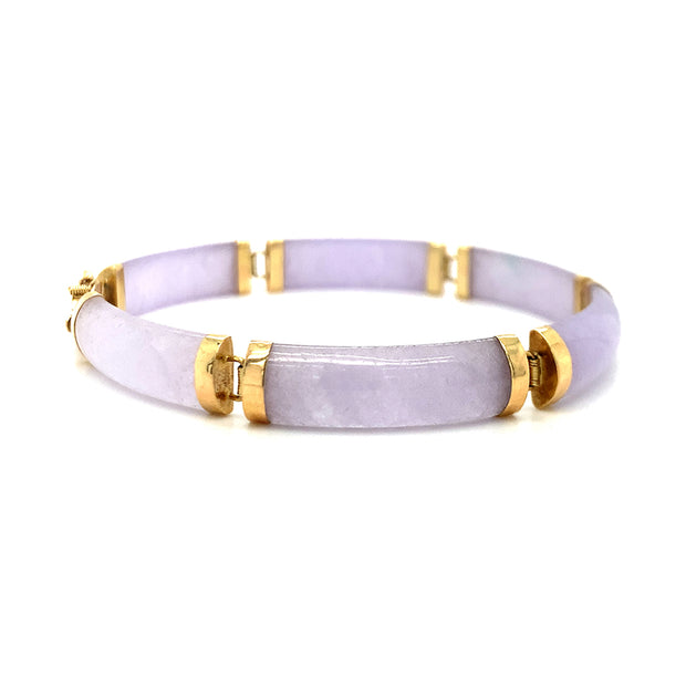 Estate Yellow Gold & Lavender Jadeite Link Bracelet - "Tranquility"