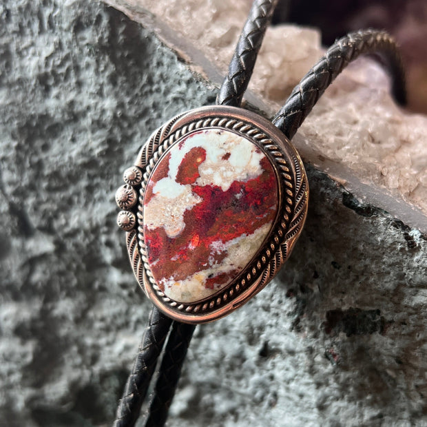 Anna Begay Jasper and Sterling Silver Bolo on Braided Leather [102]