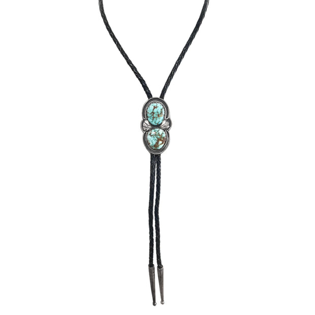 Gdene Sterling Silver and Turquoise Bolo on Braided Leather [108]
