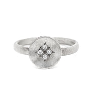 Sterling Silver & Diamond Ring - "Four Star Wave"