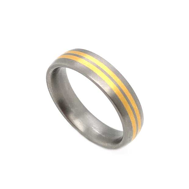 Titanium Ring with 24K Yellow Gold Inlay