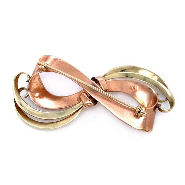 Yellow & Rose Gold Bow Brooch