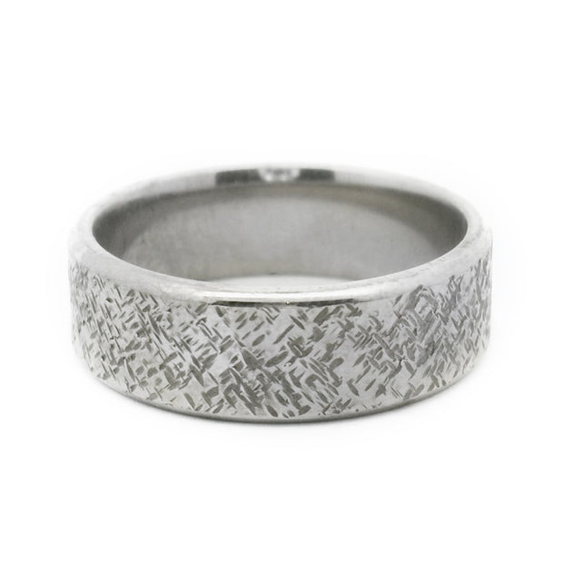 Distressed Sterling Silver Men's Band - "Open Road"