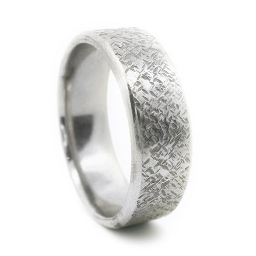 Heavy Textured Sterling Silver Men's Band - "Open Road"