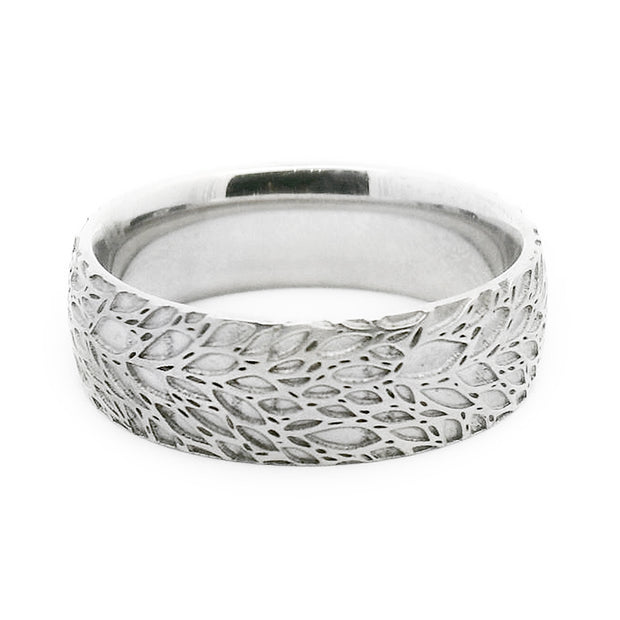 Sterling Silver Hand Engraved Ring - "Leafy Breeze"