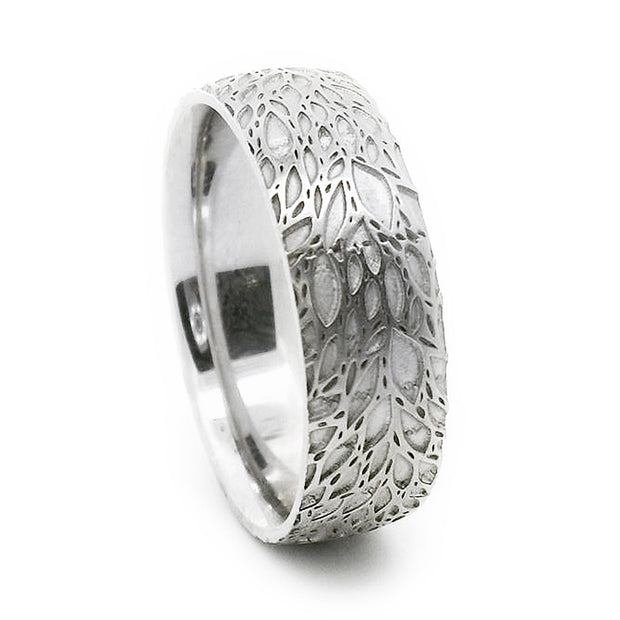 Sterling Silver Hand Engraved Ring - "Leafy Breeze"