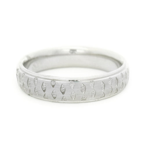 Sterling Silver Men's Band - "Footprints in the Snow"