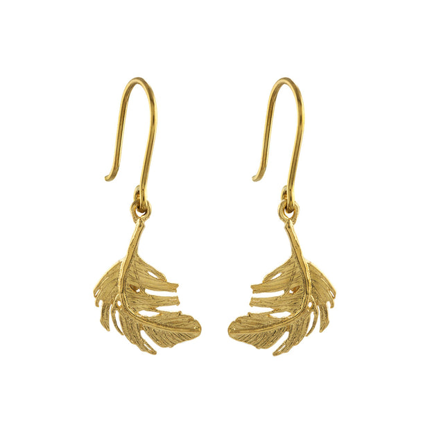 Gold Vermeil Feather Dangle Earrings