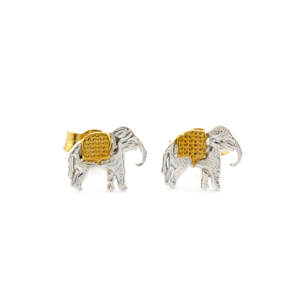 Sterling Silver & Gold Vermeil Studs - "Elephant March"