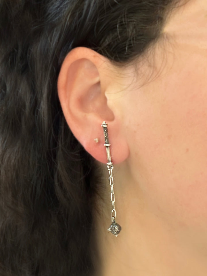 Sterling Silver Medieval Weapon Earrings - "Swinging Morningstar"
