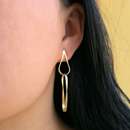 Long Gold Vermeil Drop Earrings - "Twist & Trail"
