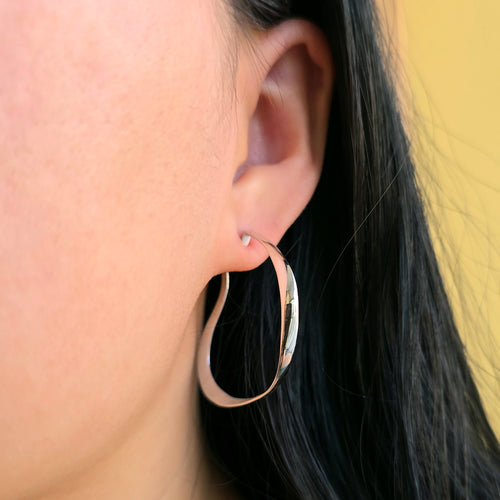 Sterling Silver Stud Hoop Earrings - "Silver Venice"