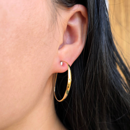 Sterling Silver & Gold Vermeil Stud Hoop Earrings - "Toned Venice"