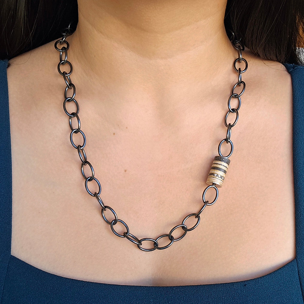 Diamond, Silver, Palladium & Gold Vario Pendant - "Strata"