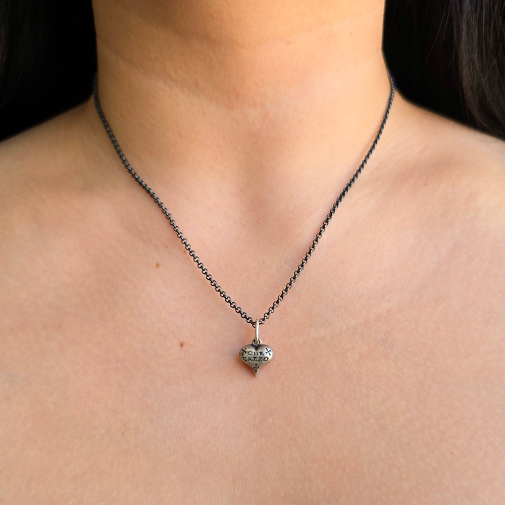 Sterling Silver Heart Charm with Engraving - "Che Cazzo/WTF"