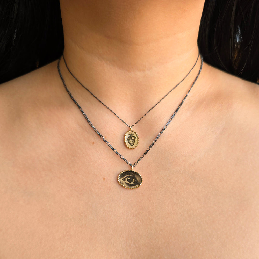 Gold Victorian Eye Pendant Necklace - "Lover's Eye"