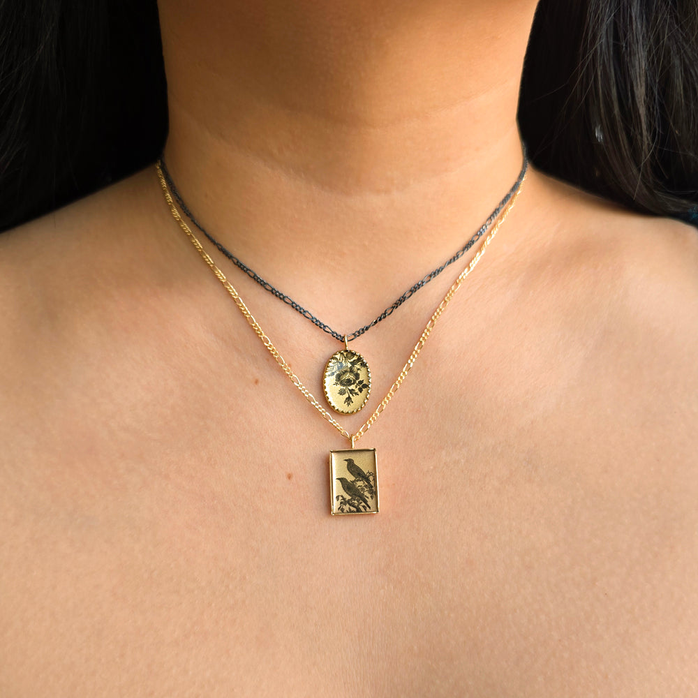 Victorian-Style Floral Pendant Necklace - "Pressed Rose"