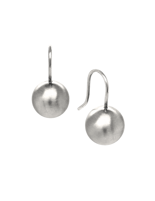 Satin-Finish Stainless Steel Earrings - "Ball Drop"