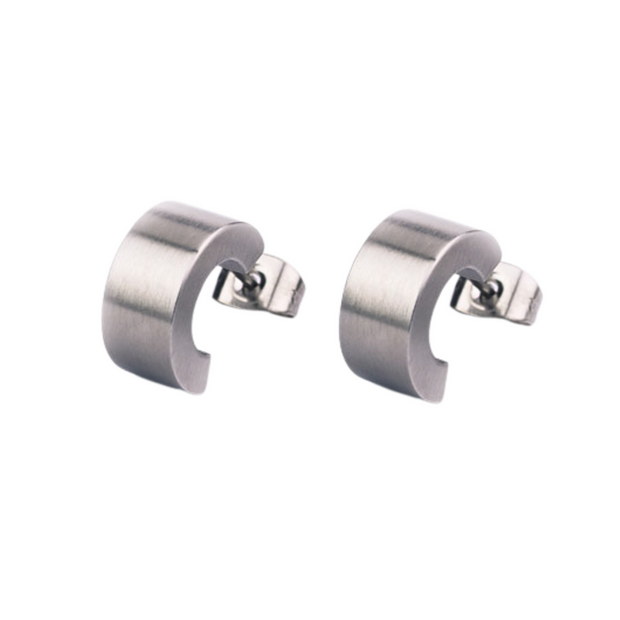 Wide Stainless Steel Earrings "Semi-Curve Studs"