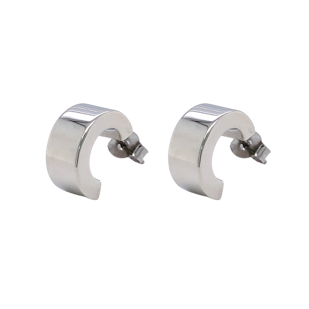 Wide Stainless Steel Earrings "Semi-Curve Studs"