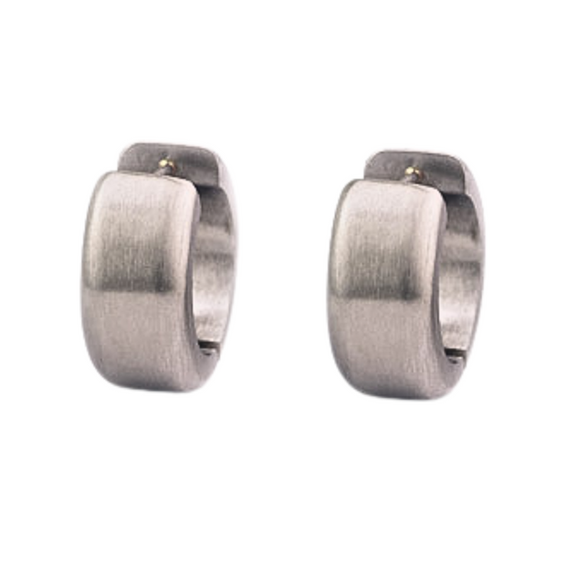 Large Stainless Steel Huggie Earrings - "Round Curved Hoops"