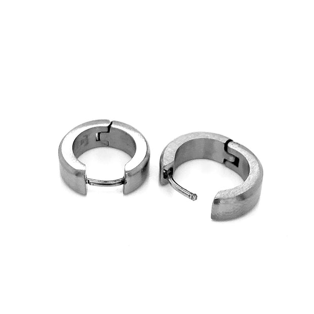 Small Stainless Steel Huggie Earrings - "Round Curved Hoops"