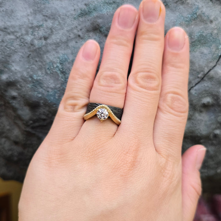 Lab Grown & Natural Diamond Ring - "Graceful Arc"