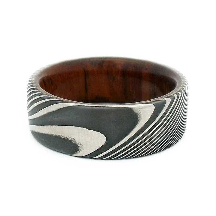 Damascus Steel & Cocobolo Wood Band - "Ripple"