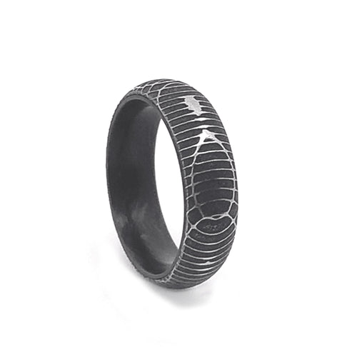 Damascus Steel & Forged Carbon Fiber Band - "Venom"