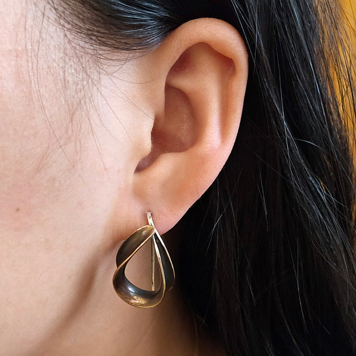 Sculptural Bronze Earrings - "Small Flame"