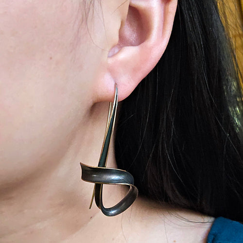 Bronze Ribbon Earrings - "Flourish"