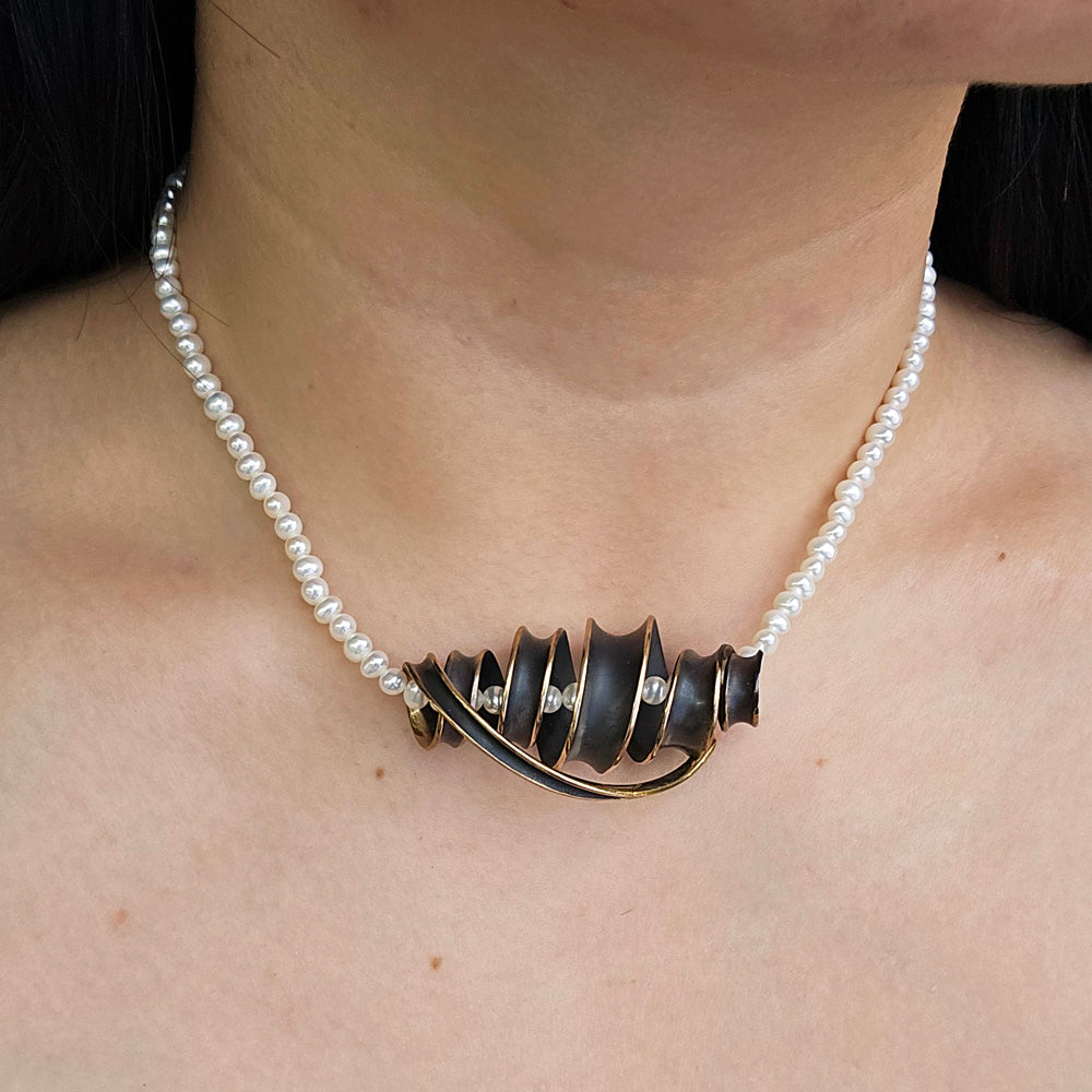 Oxidized Bronze Pendant - "Single Helix"