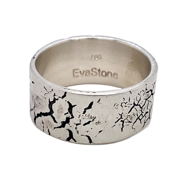 Sterling Silver Band with Oxidization Detail - "Crackle"